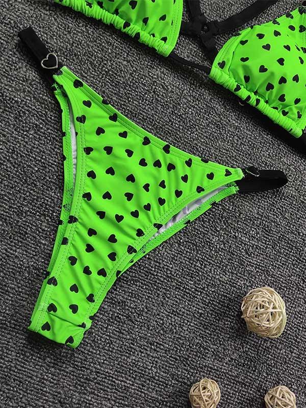 Sexy Spaghetti-Neck Backless Polka-Dot Bikini Swimsuit