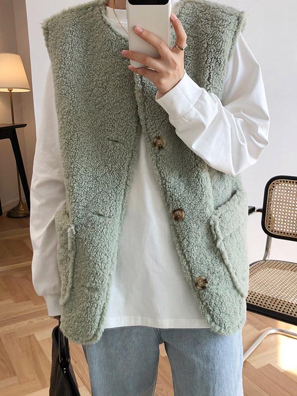 Casual Lamb Wool Vest Top