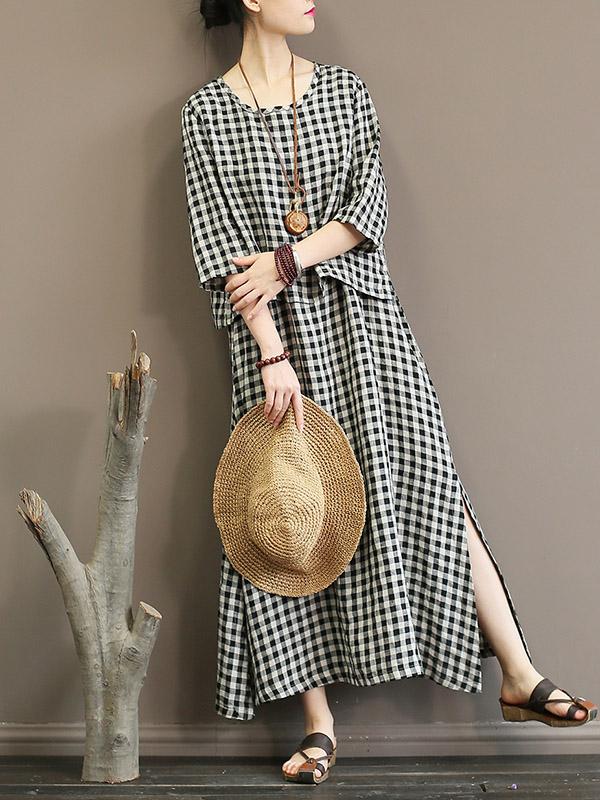 Vintage Original Plaid Maxi Dress