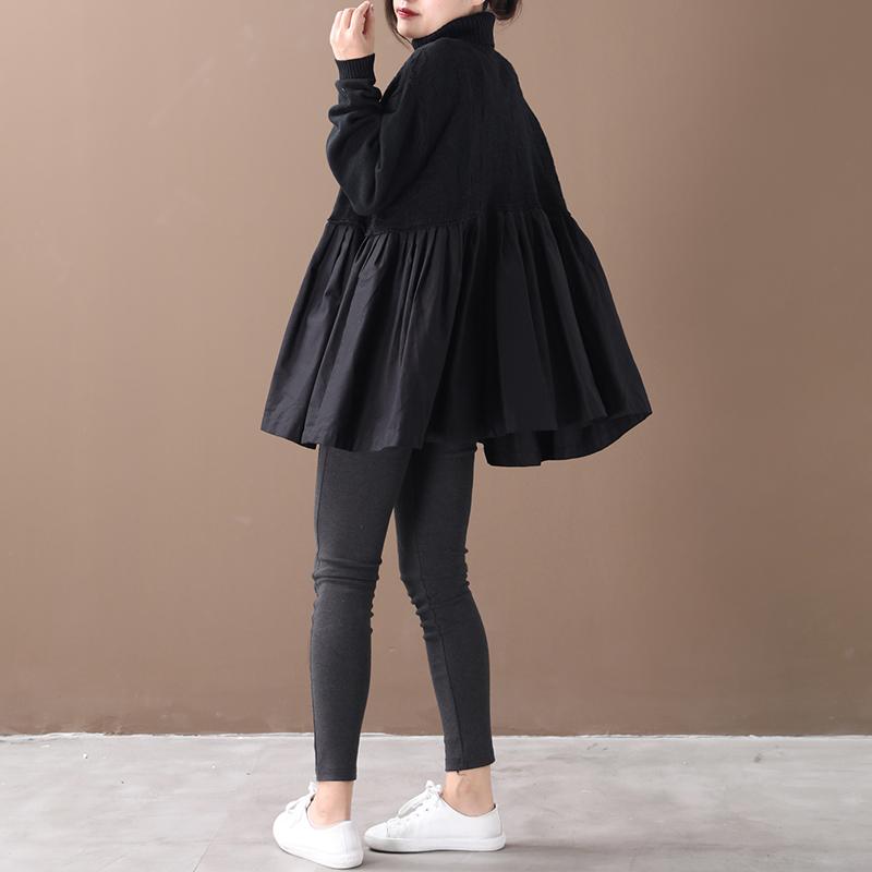 Buykud Pleated Spliced Solid Color Pullover Blouse