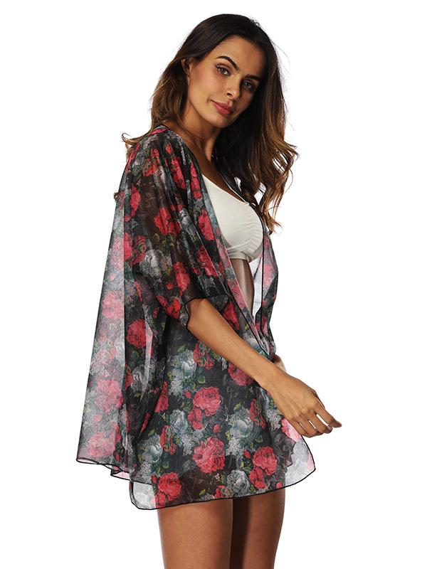 Chiffon Beach Short Sleeves Cover-Ups