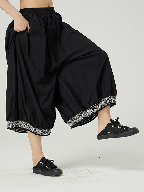 Casual Elasticity Waist Wide Leg Loose Pants