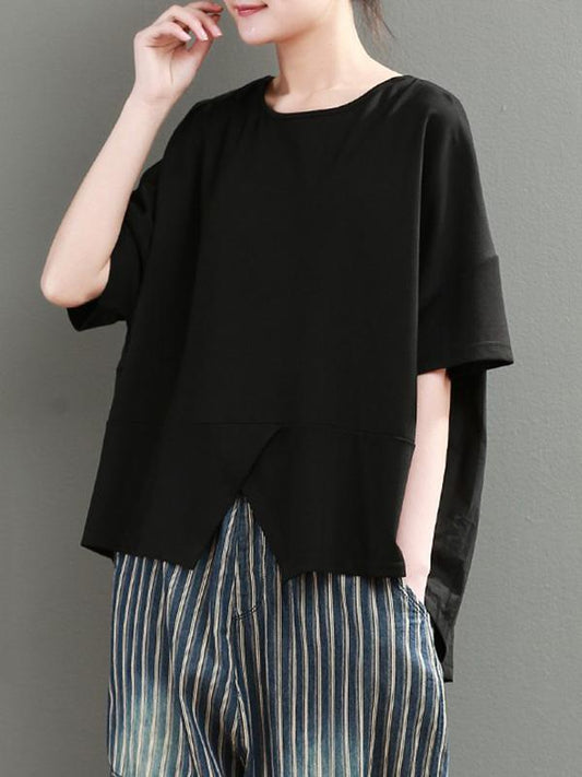 Loose Oversize Split-front Ruffled Split-joint Tops