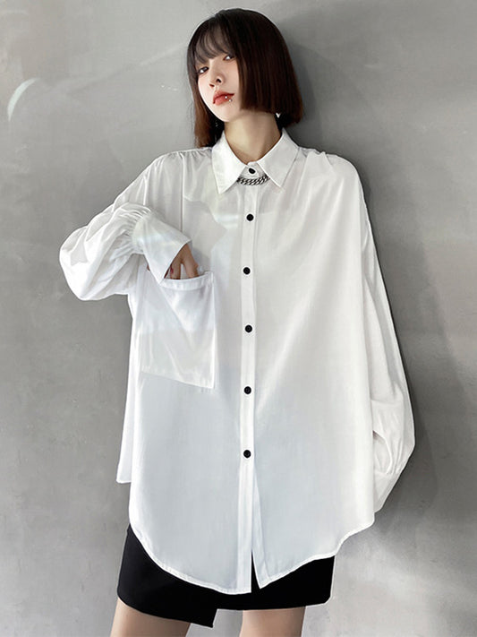 Urban Buttoned Lapel Long Sleeves Blouse Tops