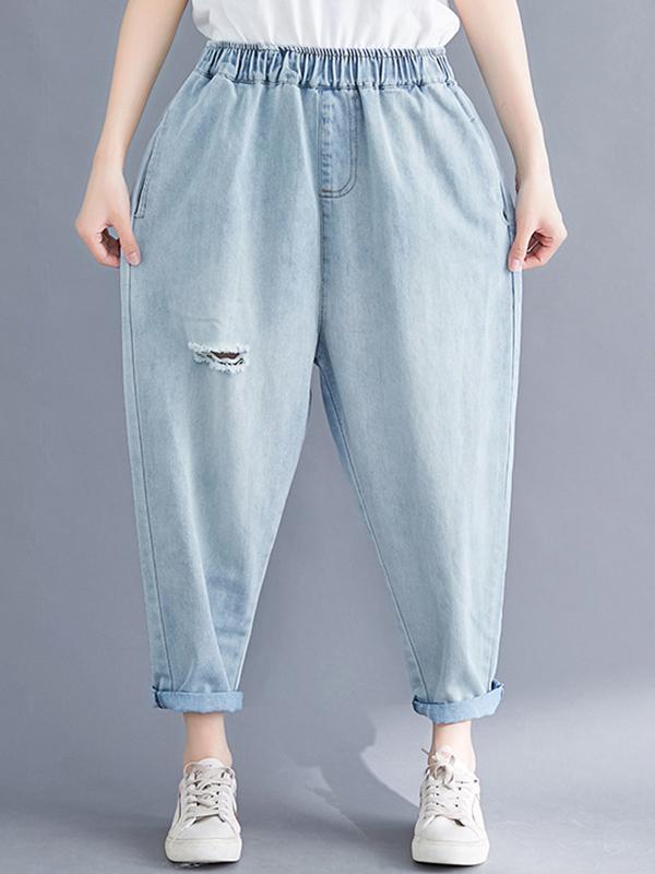 Loose Jean Ripped Trousers