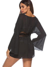 Flared Sleeves Hollow Waist Cover-Ups Swimwear