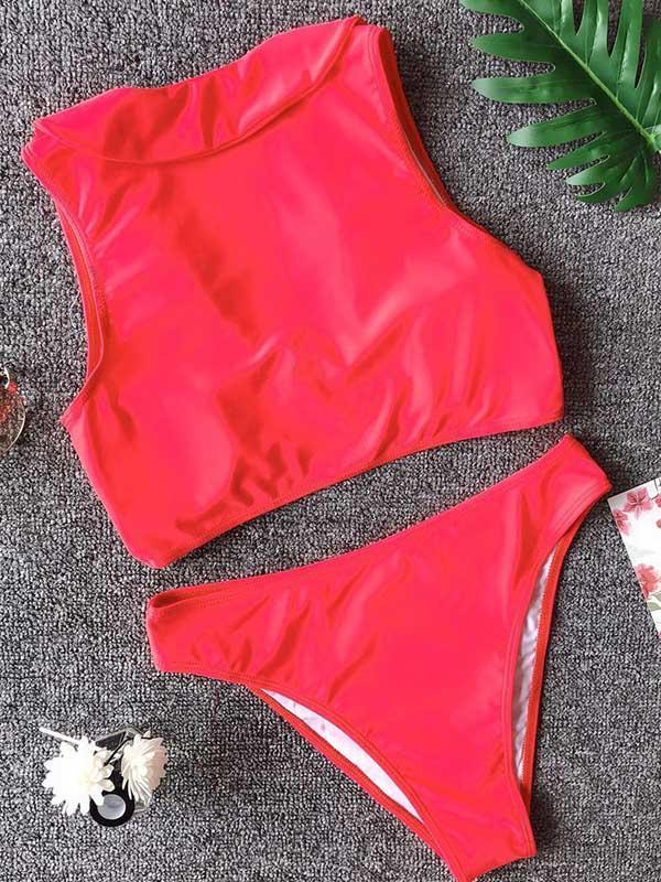 Plain Wire Free Bikinis Swimwear