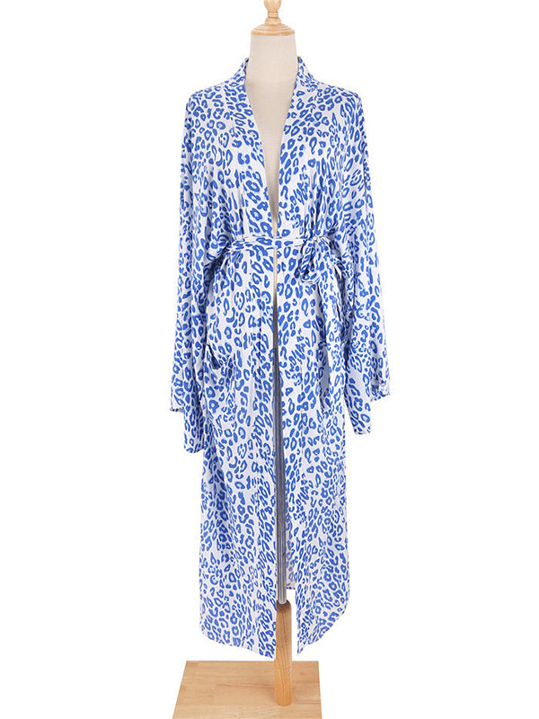 Bohemia Printed Belted Long Sleeves Cover-Up