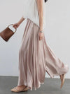 Casual Loose Solid Color Elasticity High-Waist Wide Legs Pants