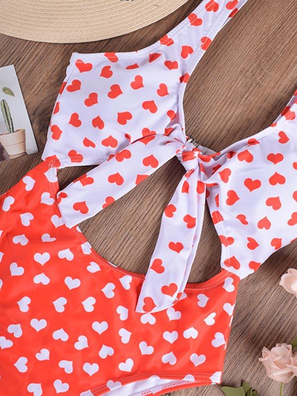 Polka-Dot Knotted One-Piece Swimwear