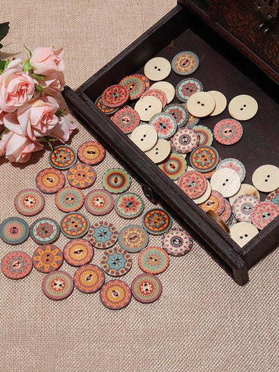 About 100Pcs Multi-Color Round Buttons