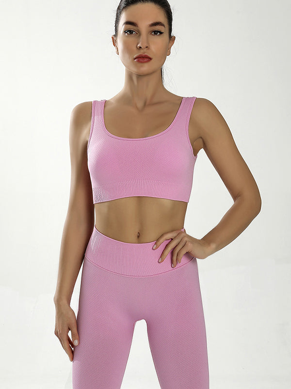 Wrap Solid Color Bra&Leggings Suits