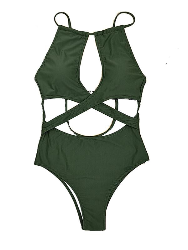 Sexy Cross Hollow One-Piece Swimwear