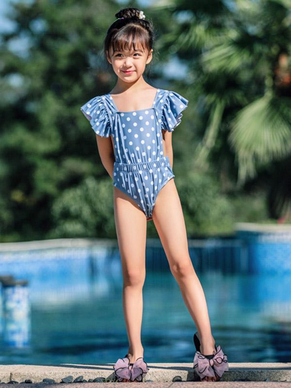 AONIHUA Blue Polka-dot Girl One Piece