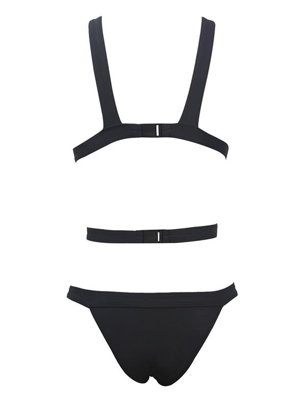 Bandage Tulle Black One-piece Swimwear