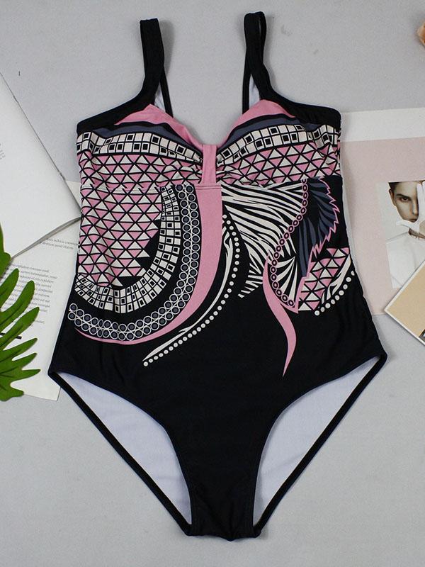 Retro Printed One-piece Swimwear