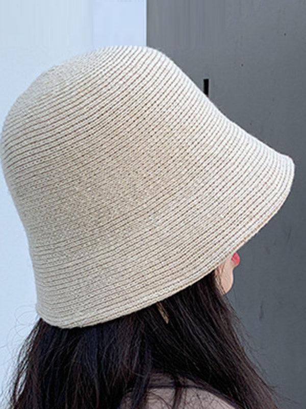 Simple Solid Color Wool Knitted Bucket Hat