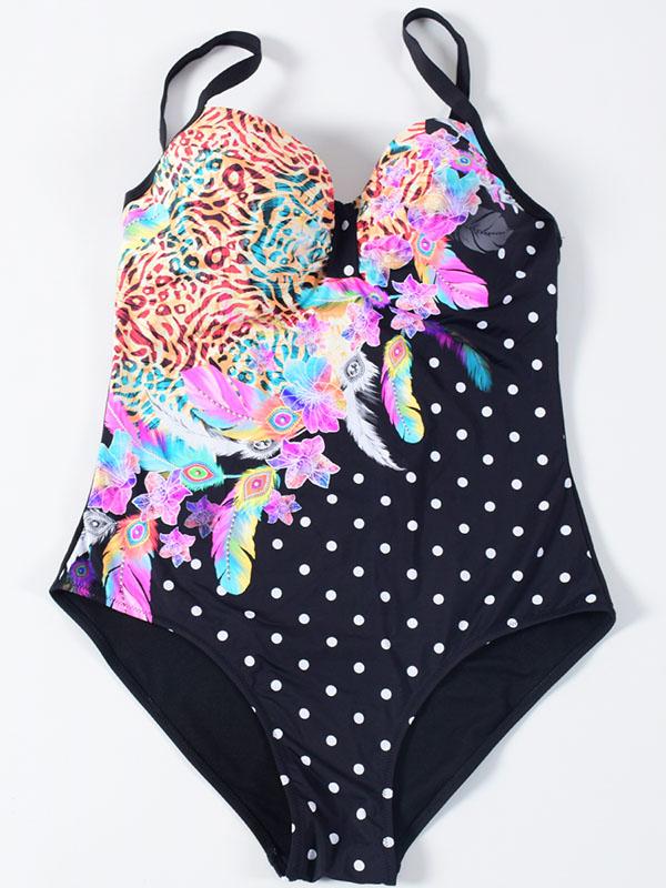 Sexy Printed Polka-Dot One-piece Swimsuit