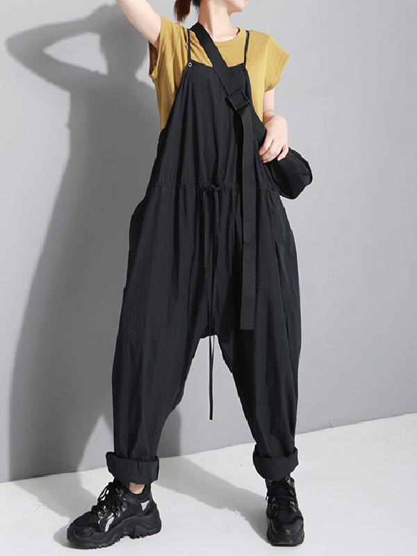 Loose Solid Braces Jumpsuit