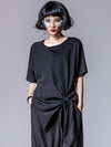 Asymmetrical Loose Round-Neck Modal And Chiffon T-Shirts Tops