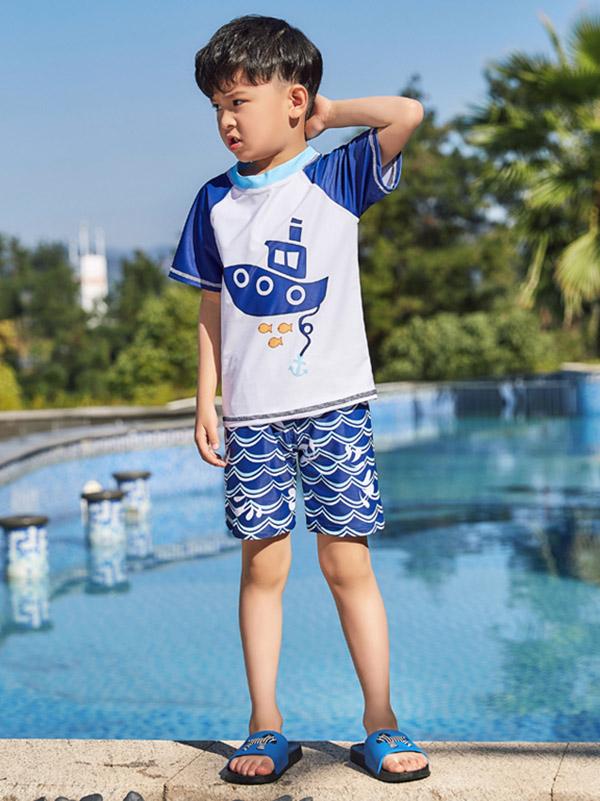 AONIHUA Waves Printed Bottom Little Boy Swimwea