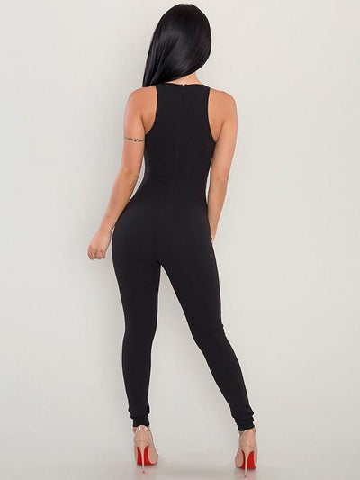 Front Bandage Hollow Out Jumpsuits