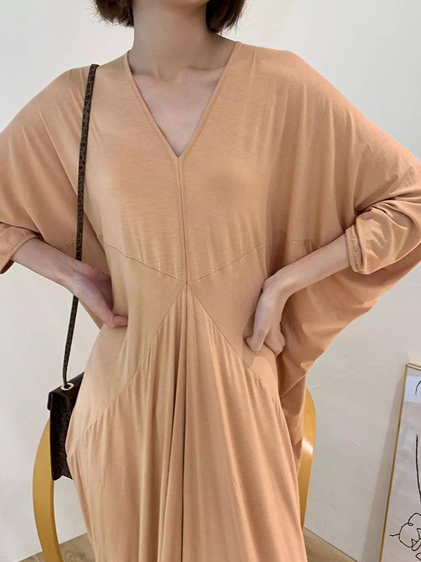 Elegant Soft V-neck Long Dress