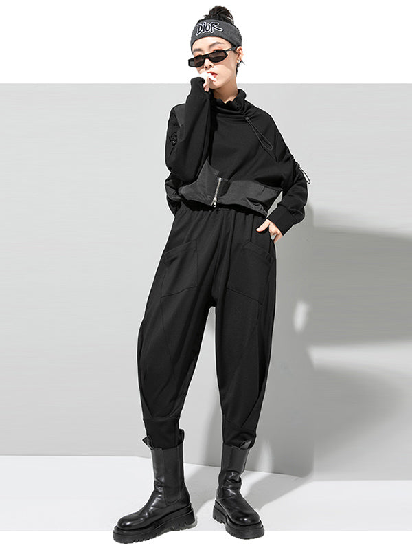 New Casual Pants Elasticity With Pockets Harem Pants