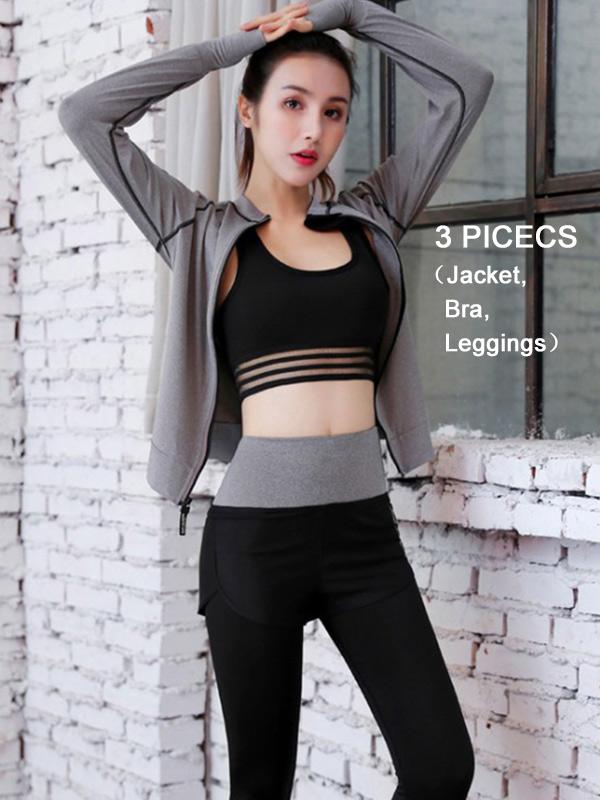 Solid Multiple Pieces Workout Yoga Suits