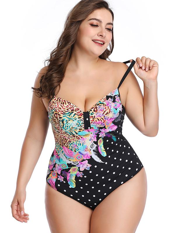 Sexy Printed Polka-Dot One-piece Swimsuit