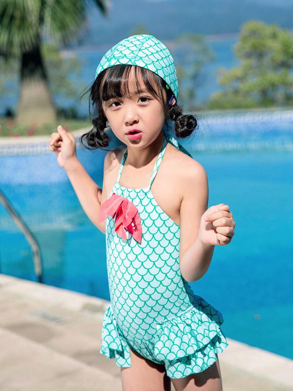 AONIHUA Halter-neck Mermaid Little Girl One Piece