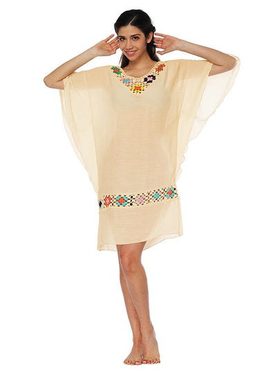 Falbala Batwing Sleeves Beach Cover-Up