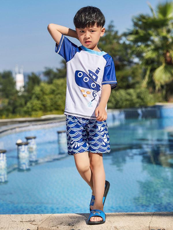 AONIHUA Waves Printed Bottom Little Boy Swimwea