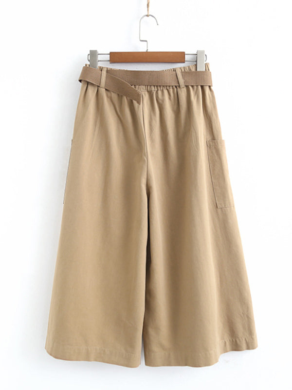 Urban Solid Color Empire Waisted Loose Wide Leg Pants