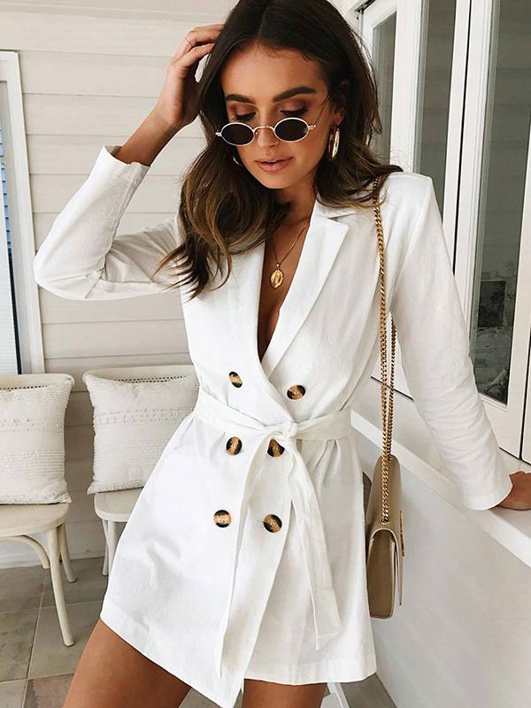 Double Breasted Long Sleeve Blazer Dress