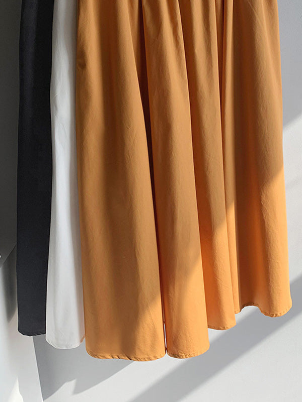 Urban Solid Color Pleated A-Line Skirts