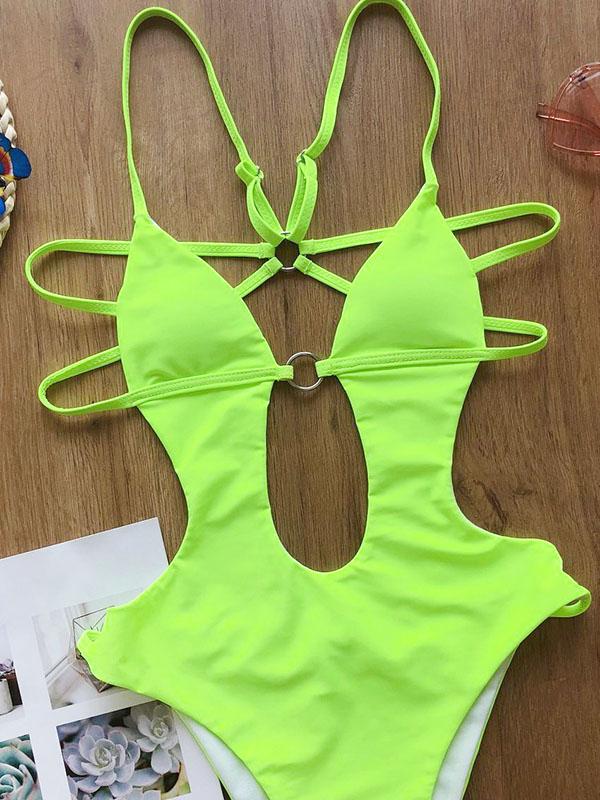 Sexy Hollow Bandage One-Piece Swimwear