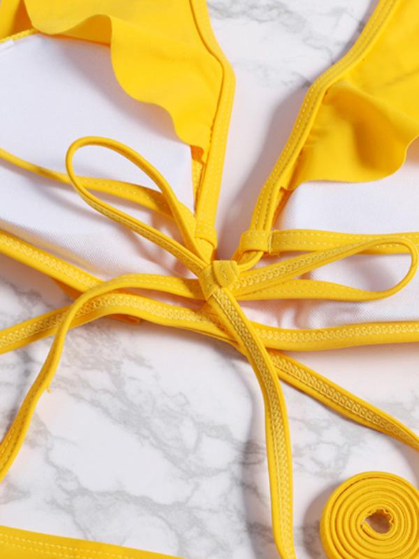 Ruffle Yellow Bikini Swimsuit