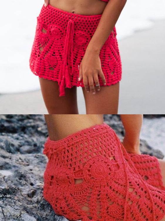 Sexy Hollow Crochet A-Line Skirt Bottom