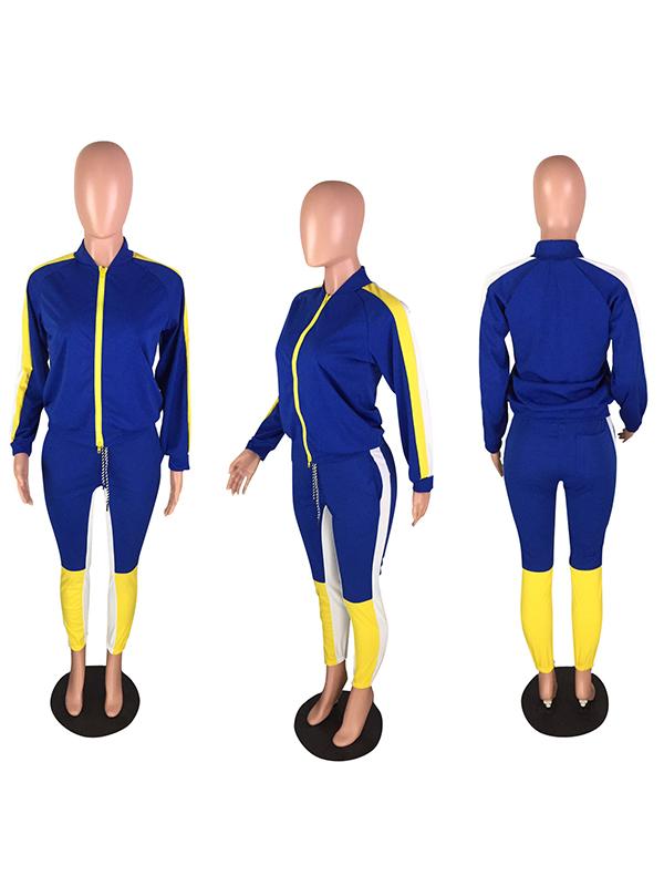 Casual Long Sleeves Split-joint Sports Suit