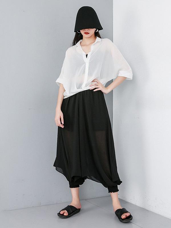 Light Chiffon Solid Batwing Sleeves Shirt