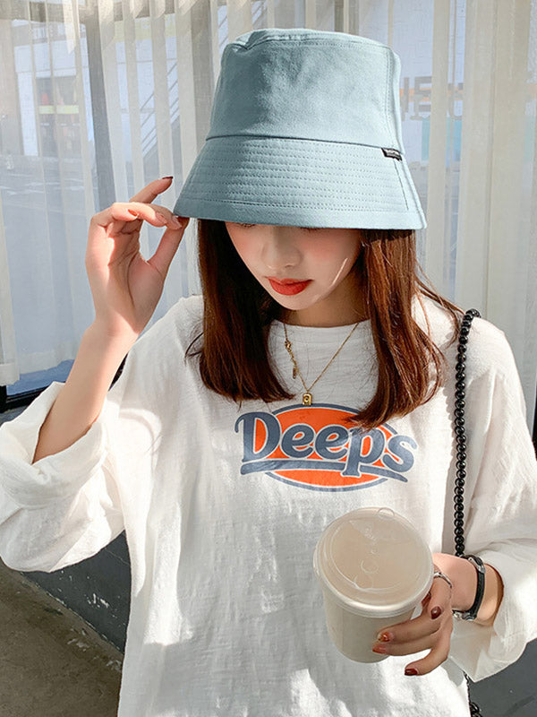 Casual Solid Color Wide Brim Fisherman Hat