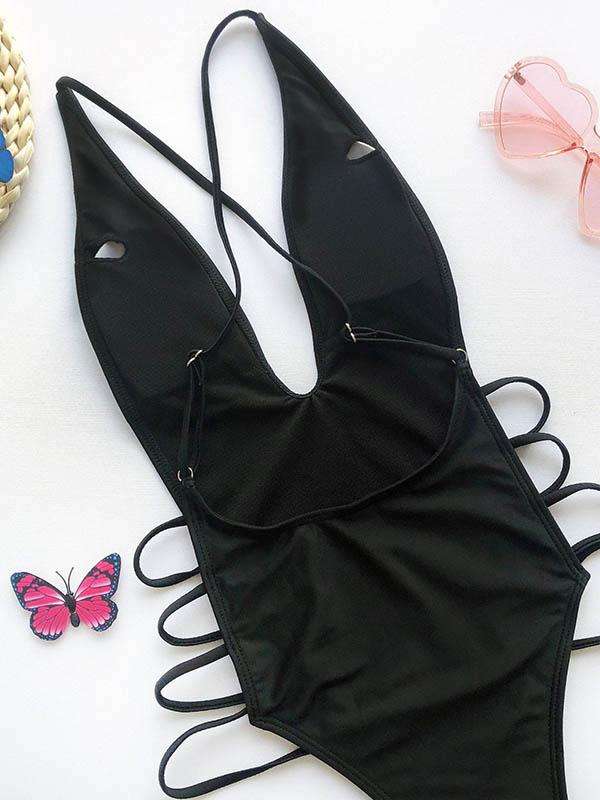 Sexy Hollow Bandage One-Piece Swimwear