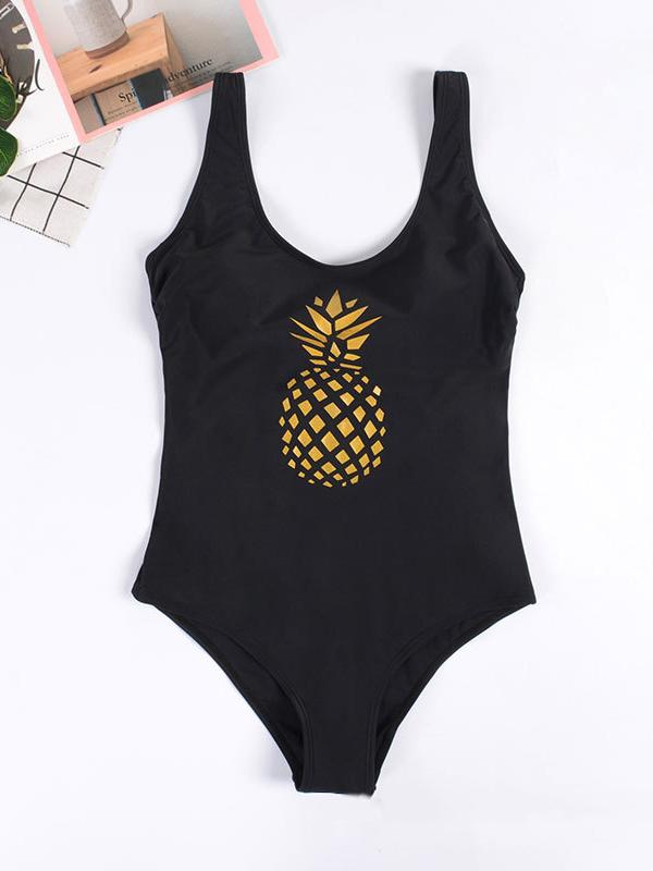 Sexy Backless Pineapple Print One-Piece Swimwear