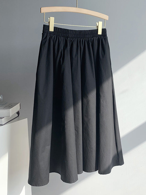 Urban Solid Color Pleated A-Line Skirts