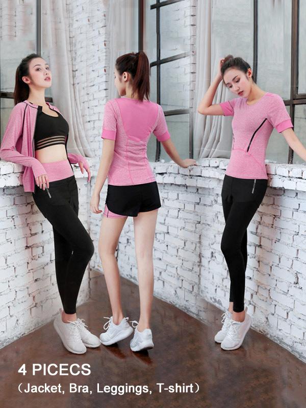 Solid Multiple Pieces Workout Yoga Suits