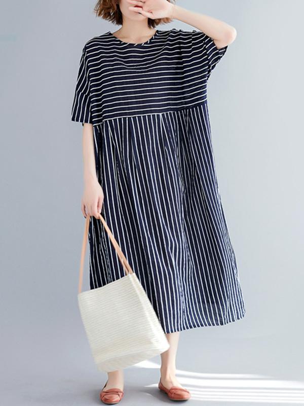 Loose Cotton Striped Dress