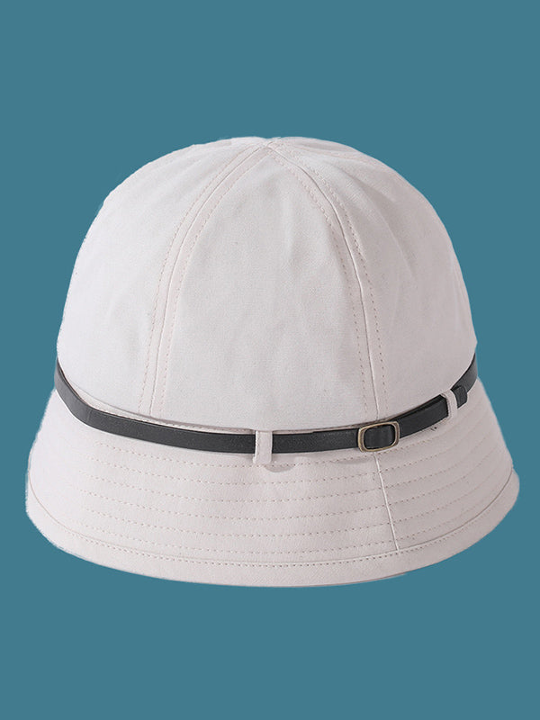 Solid Color Belt Buckle Sun Protection Hat