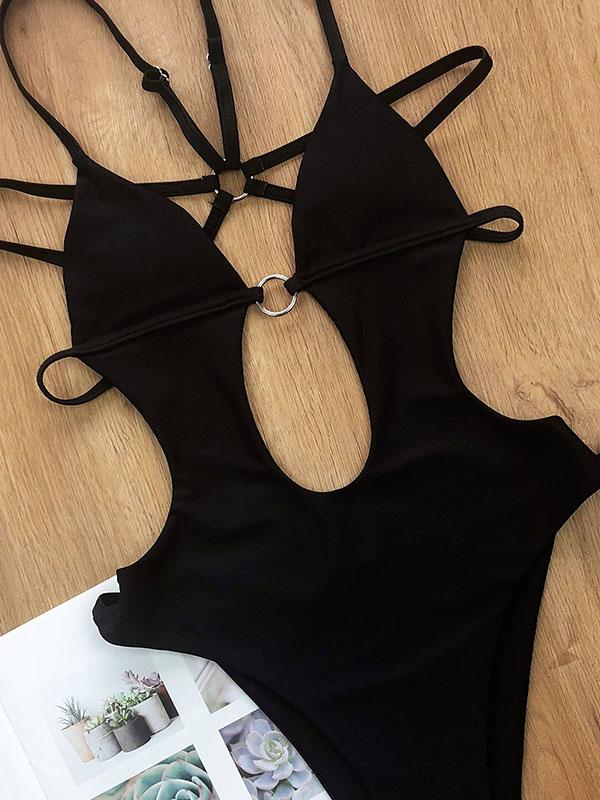 Sexy Hollow Bandage One-Piece Swimwear