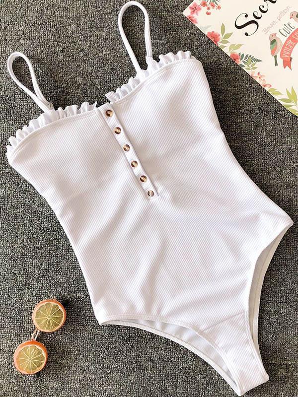 Backless Plain One-piece Swimmer